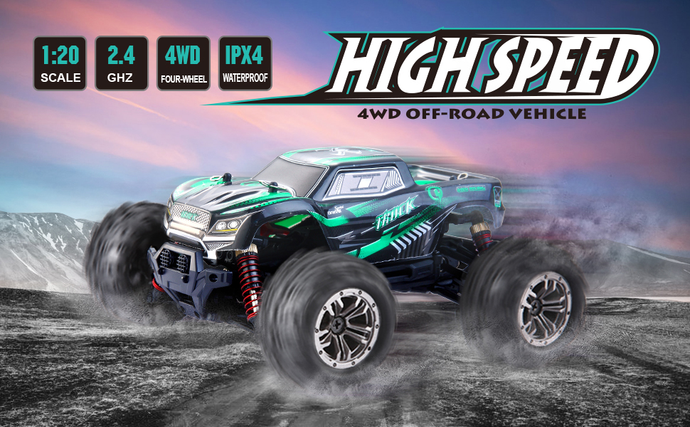 Remote Control Car RC Car 1:20 Scale High Speed Off-Road Vehicle 26km/h 4WD 2.4GHz RC Monster Truck