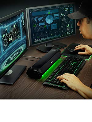 ENHANCE Attack Gaming Speaker Soundbar Under Monitor PC Sound Bar LED Speaker with 40W Peak Power