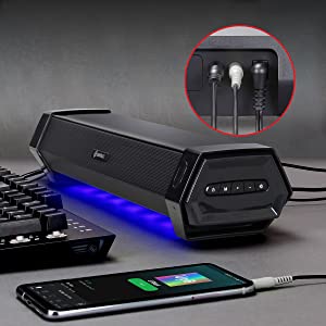 Attack Gaming Speaker Soundbar, Under Monitor PC Sound Bar LED Speaker with 40W Peak Audio Power
