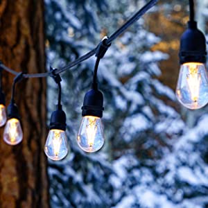 Brightech Ambience Pro LED Waterproof Outdoor String Lights Heavy Duty, Hanging Vintage Edison Bulbs