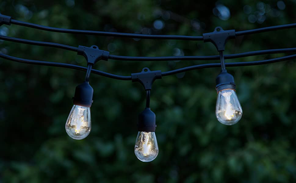 Brightech Ambience Pro LED Waterproof Outdoor String Lights Heavy Duty, Hanging Vintage Edison Bulbs