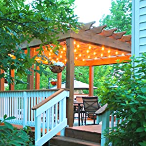 Brightech Ambience Pro LED Waterproof Outdoor String Lights Heavy Duty, Hanging Vintage Edison Bulbs