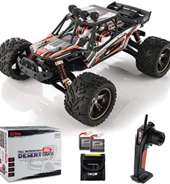 BEZGAR 8 Hobbyist Grade 1:12 Scale Remote Control Truck, 2WD High Speed 42 Km/h All Terrains Electric Toy Off Road RC Monster Vehicle Car Crawler with 2 Rechargeable Batteries for Boys Kids and Adults