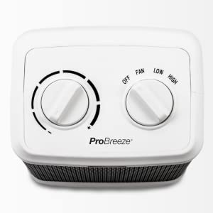 Pro Breeze 1500W Mini Ceramic Space Heater with 2 Speed Settings and Adjustable Thermostat